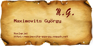 Maximovits György névjegykártya